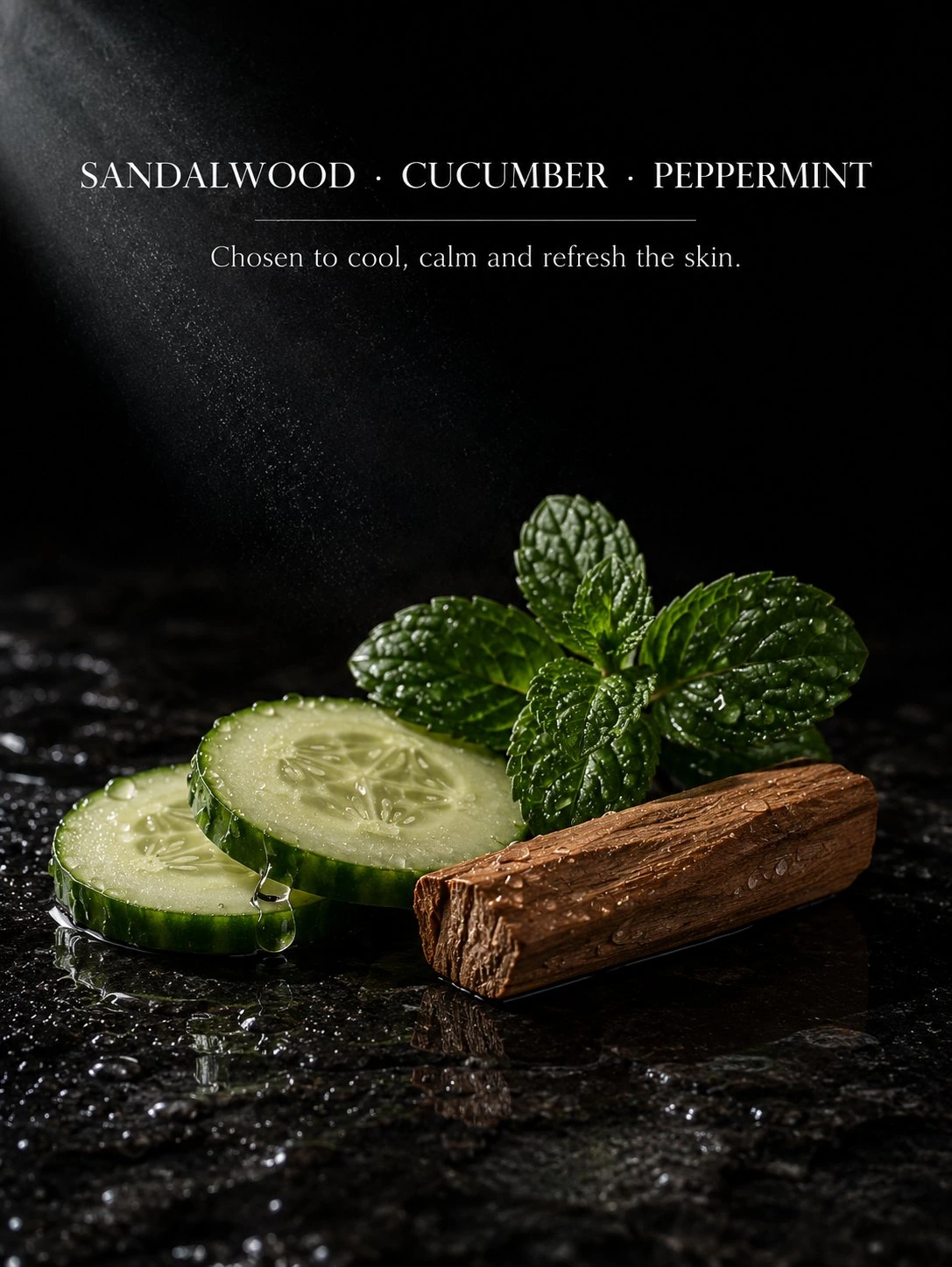 with Sandalwood, Cucumber & Peppermint